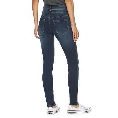 Juniors' Tinseltown Stacked High-Waisted 5-Button Skinny Jeans