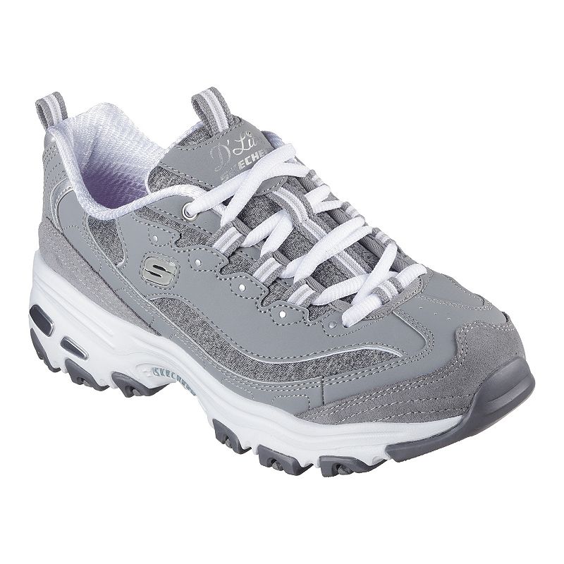 Skechers® D'Lites Women's Shoes, Size: 5, Gray White Leather