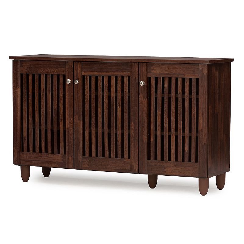 Baxton Studio Fernanda Wide Shoe Storage Entryway Cabinet, Brown