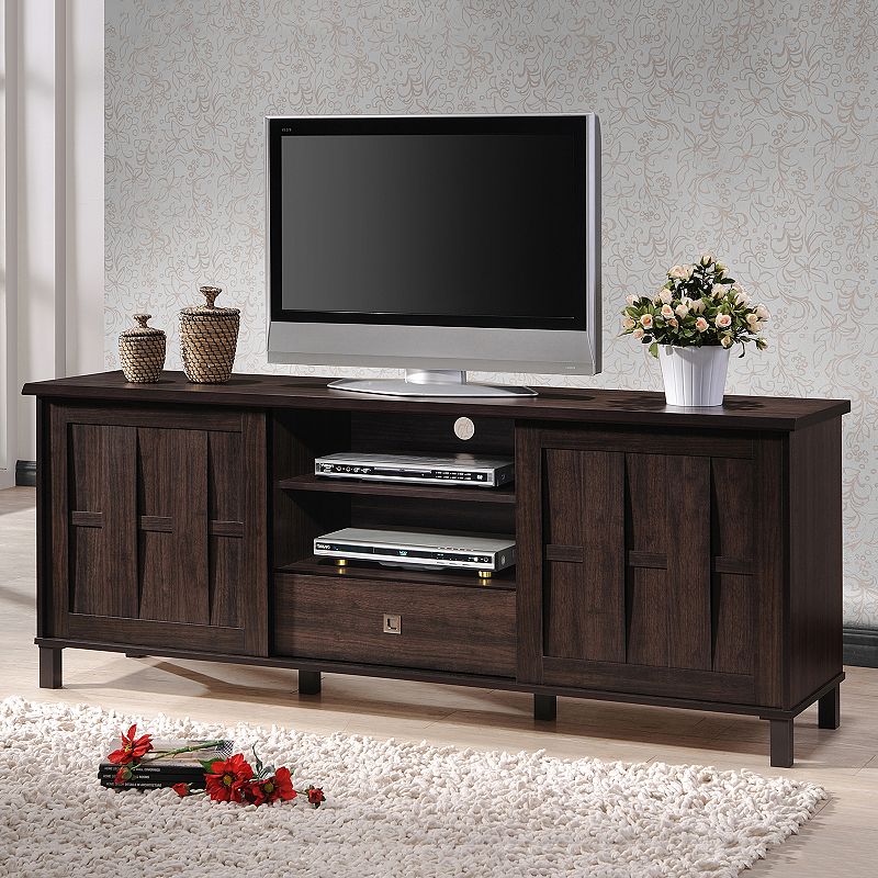 30881425 Baxton Studio Unna TV Cabinet, Dark Brown sku 30881425