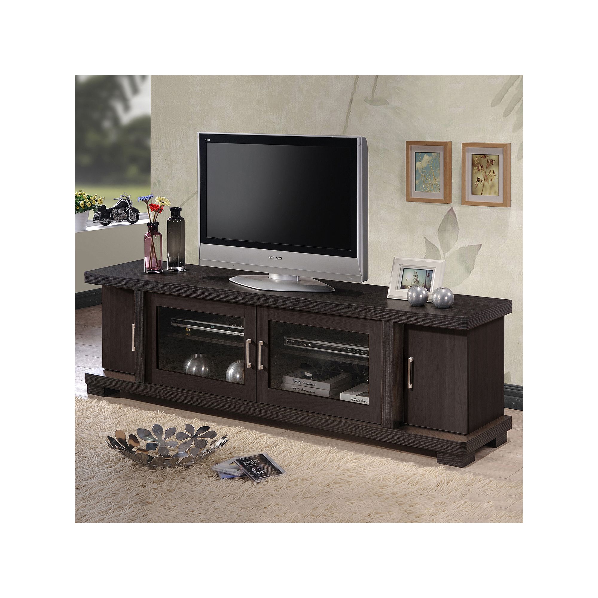 Baxton Studio Viveka 70-in. TV Cabinet, Dark Brown