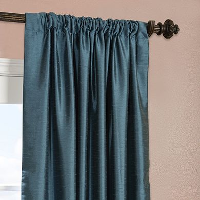 EFF 1-Panel Solid Yarn-Dyed Faux-Dupioni Silk Window Curtain