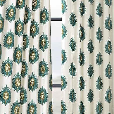 EFF Damask Print Cotton Twill Room Darkening Curtain Panel