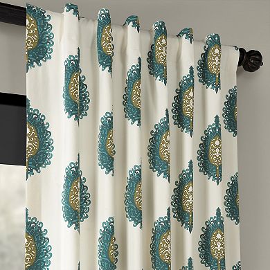 EFF Damask Print Cotton Twill Room Darkening Curtain Panel