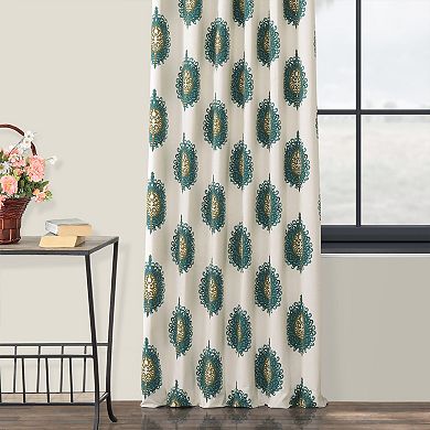 EFF Damask Print Cotton Twill Room Darkening Curtain Panel