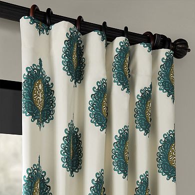 EFF Damask Print Cotton Twill Room Darkening Curtain Panel