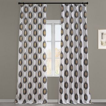 EFF Damask Print Cotton Twill Room Darkening Curtain Panel