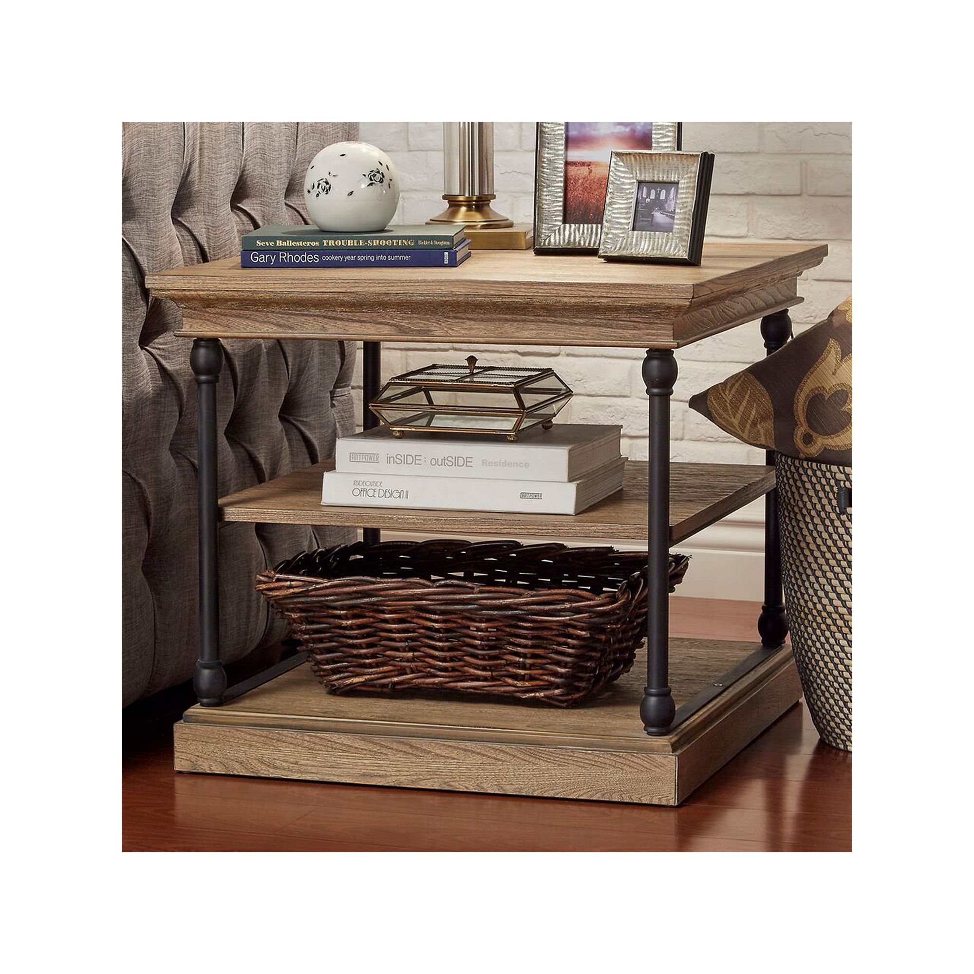 HomeVance Cresthill Metal Frame End Table, Brown