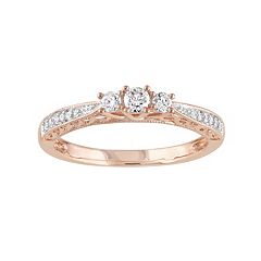Stella Grace 10k Rose Gold 1/4 Carat T.W. Diamond 3-Stone Engagement Ring