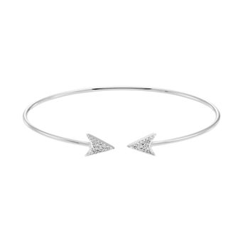 The Regal Collection Sterling Silver 1/8 Carat T.W. Diamond Arrow Cuff Bracelet