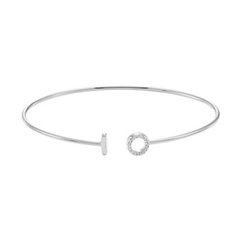 Sterling Silver Diamond Accent Circle Cuff Bracelet