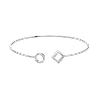 Sterling Silver 1/5 Carat T.W. Diamond Circle & Square Cuff Bracelet