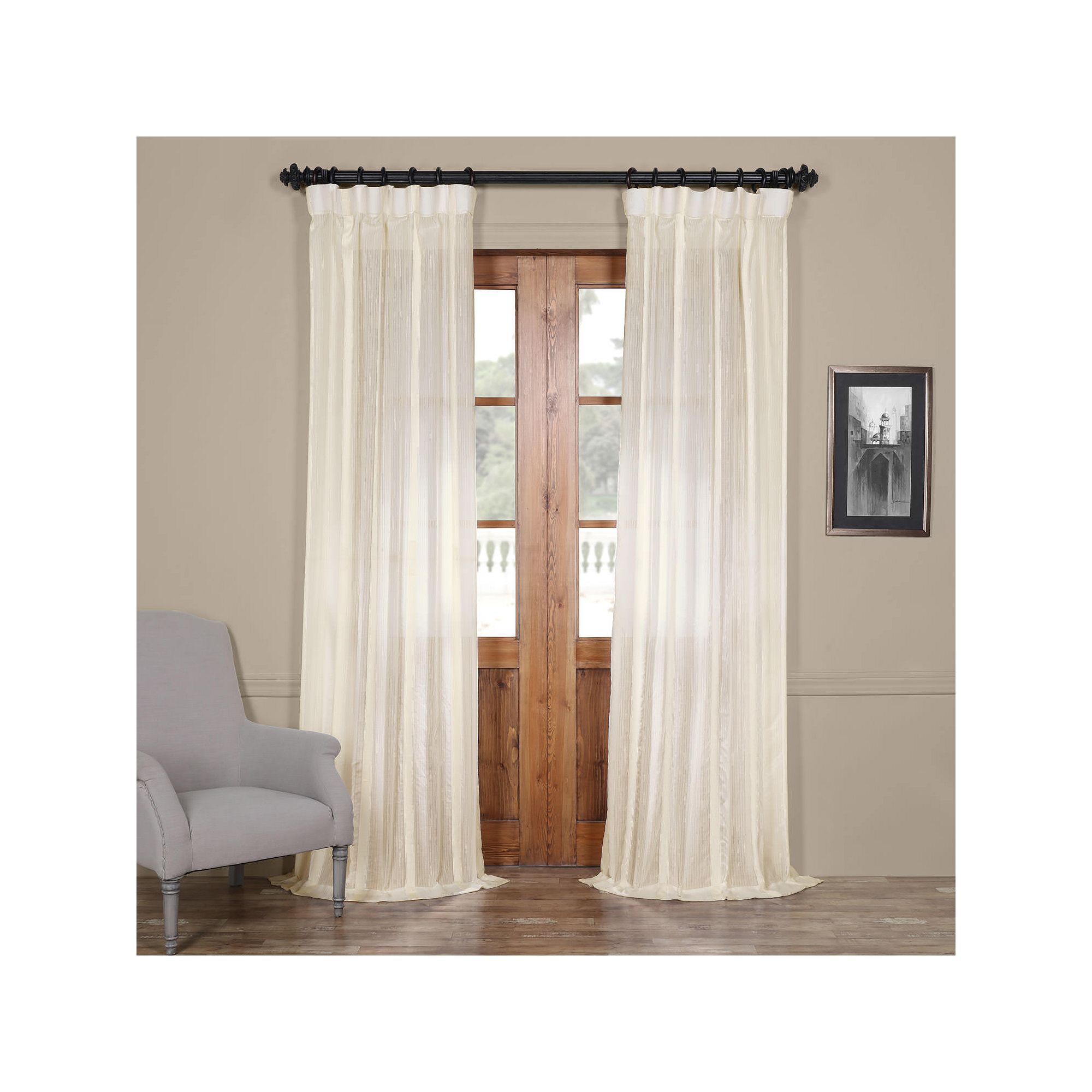 EFF 1-Panel Antigua Sheer Window Curtain, Off White