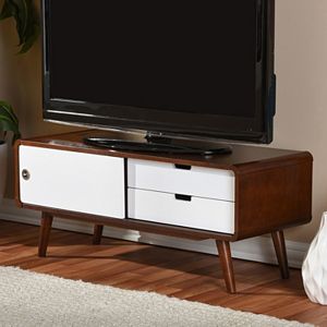 Baxton Studio Armani Two-Tone Sliding Door TV Cabinet