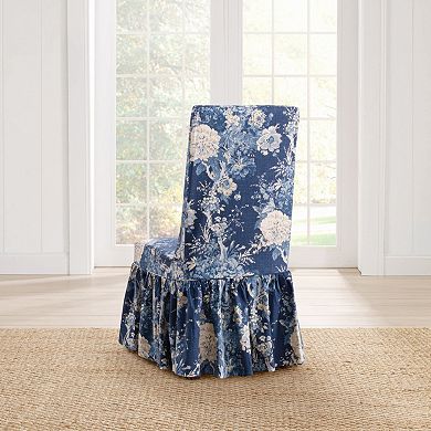 Sure Fit Waverly Ballad Bouquet Long Dining Room Chair Slipcover