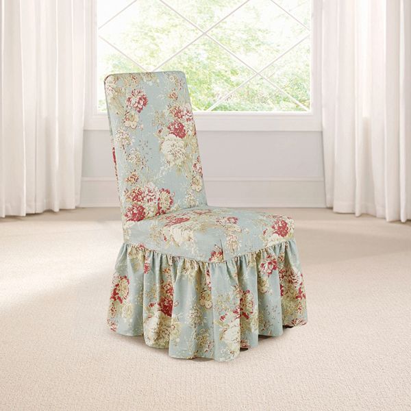 Sure Fit Waverly Ballad Bouquet Long Dining Room Chair Slipcover