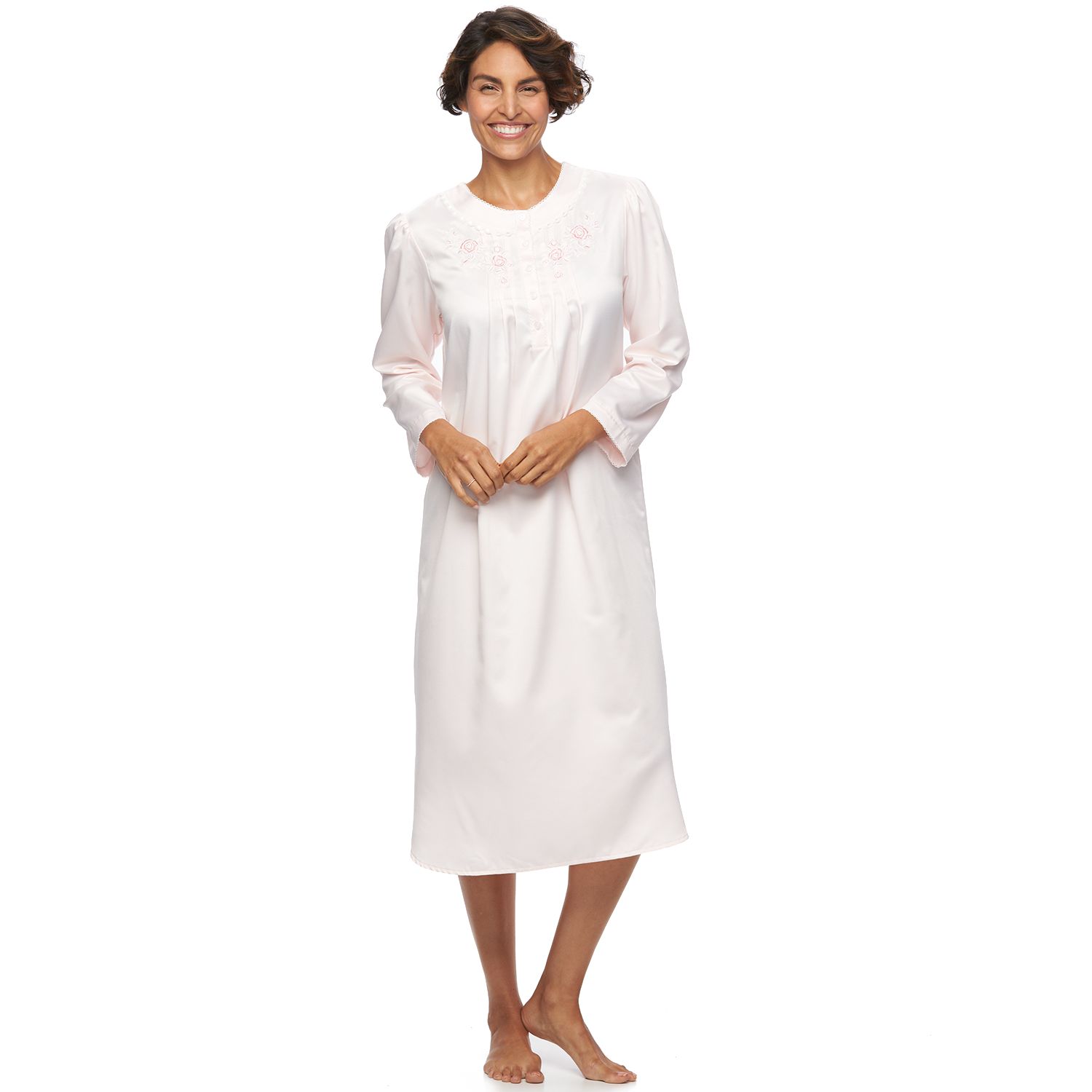 miss elaine long sleeve nightgown