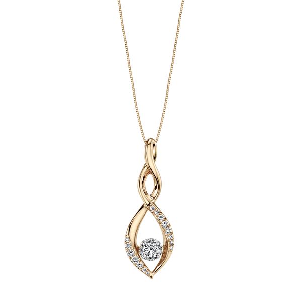 14k Gold 1/3 Carat T.W. Certified Diamond Twist Teardrop Pendant Necklace