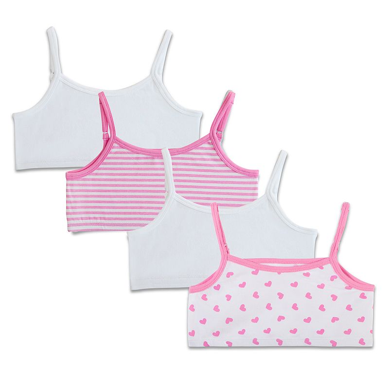 Girls Fruit of the Loom 4-pk. Reversible Crop Bras, Girls, Size: Small, Wh