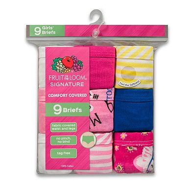 Girls 4-14 Fruit of the Loom 9-pk. Comfort Covered Briefs