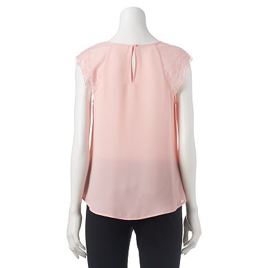 Juniors' Candie's® Pleated Lace Raglan Top
