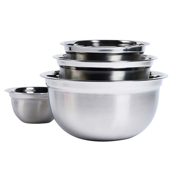 Basic Essentials 4 Pc Stainless Steel Mixing Bowl Set