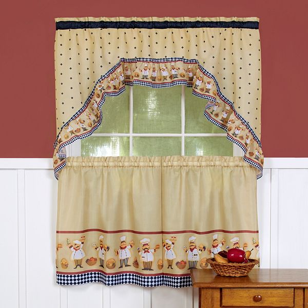 Blue Kitchen Curtains and Valances Set 3 Piece Kitchen Curtains