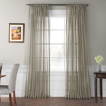 EFF 1-Panel Solid Sheer Voile Double-Wide Window Curtain
