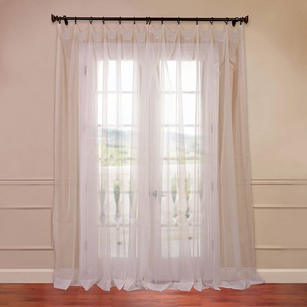 Eff 1 Panel Solid Sheer Voile Double, Double Wide Curtains