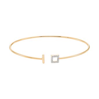 Sterling Silver Diamond Accent Square Cuff Bracelet