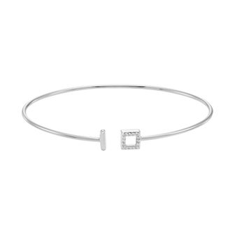 Sterling Silver Diamond Accent Square Cuff Bracelet