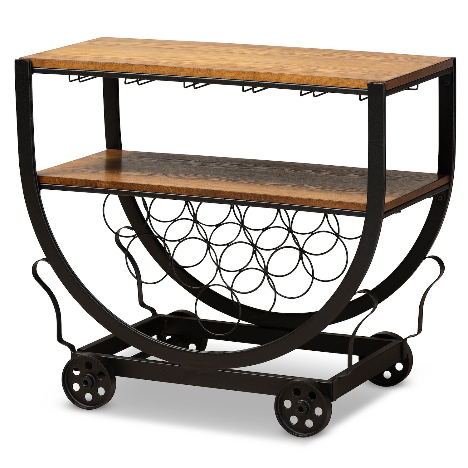 Baxton Studio Triesta Wheeled Wine Rack Cart