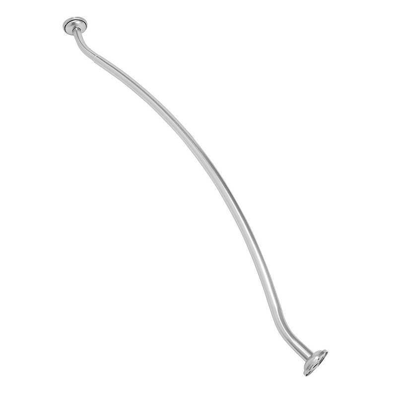 Curved Wall Mountable Shower Rod Satin - Bath Bliss: Adjustable 44"-72", Iron Construction, Light Silver