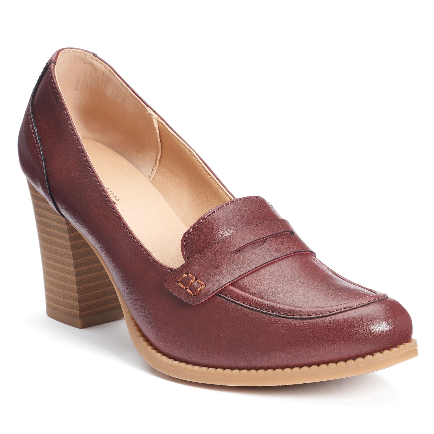 high heel penny loafers