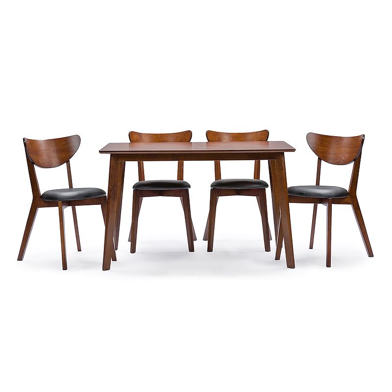Baxton Studio Sumner Dining Table & Chair 5-piece Set, Brown