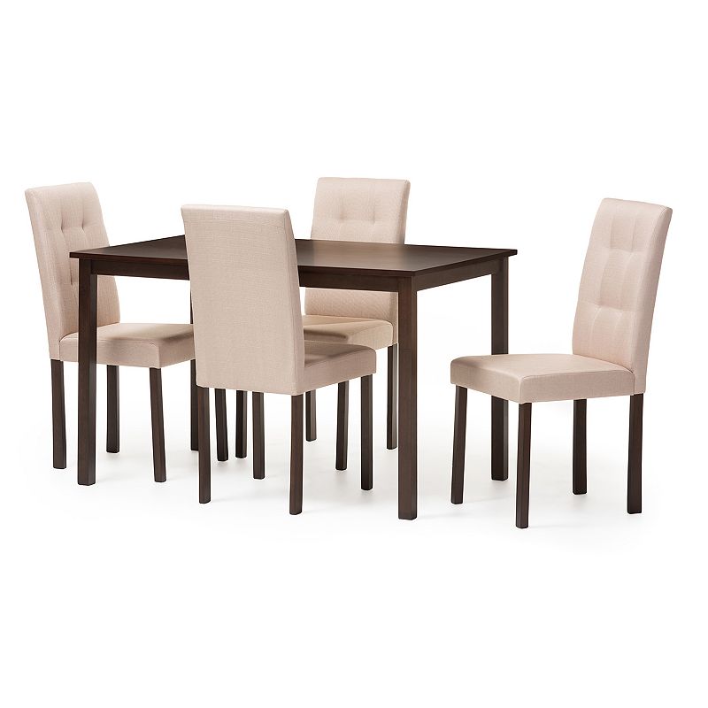 Baxton Studio Andrew Dining Table & Chair 5-piece Set, Dark Brown
