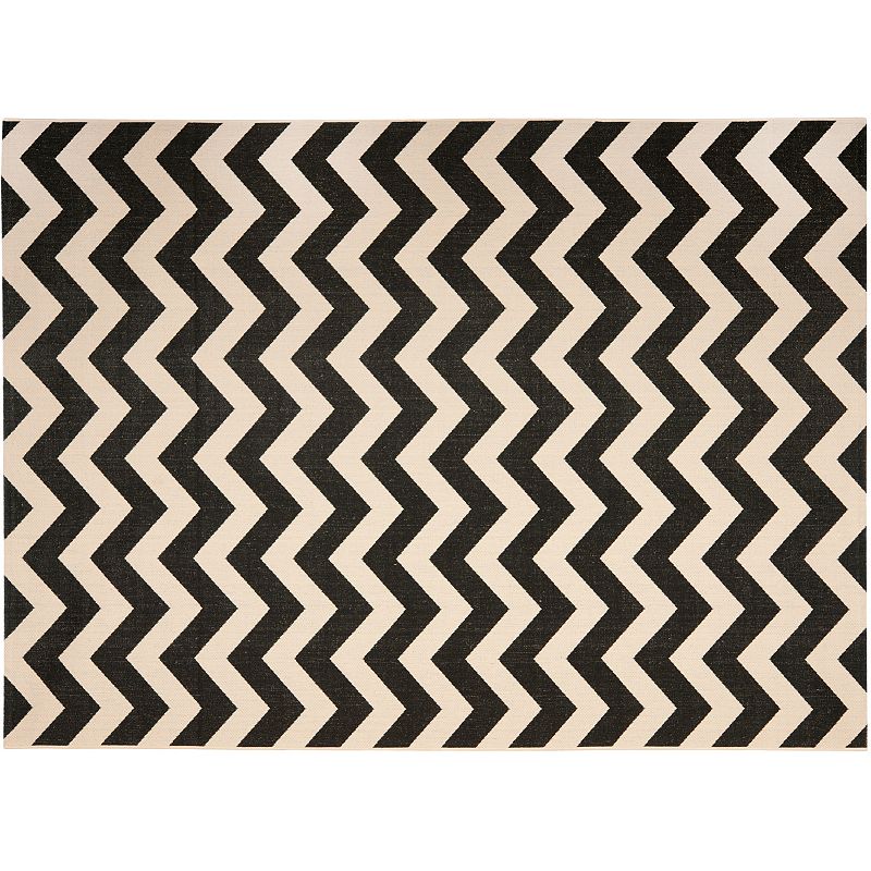 Safavieh Courtyard Zigzag Chevron Indoor Outdoor Rug, Black, 2X10 Ft