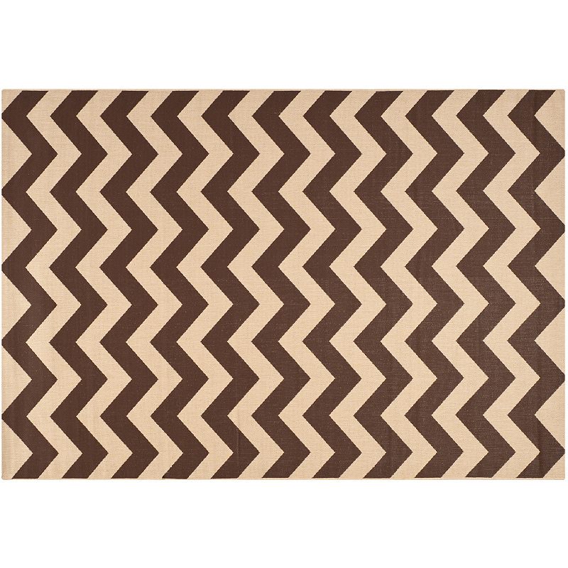 Safavieh Courtyard Zigzag Chevron Indoor Outdoor Rug, Brown, 8Ft Rnd