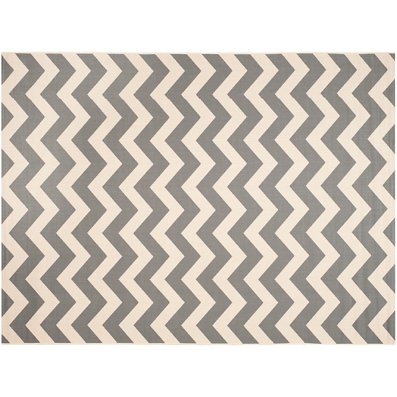 Safavieh Courtyard Zigzag Chevron Indoor Outdoor Rug, Grey, 8Ft Rnd