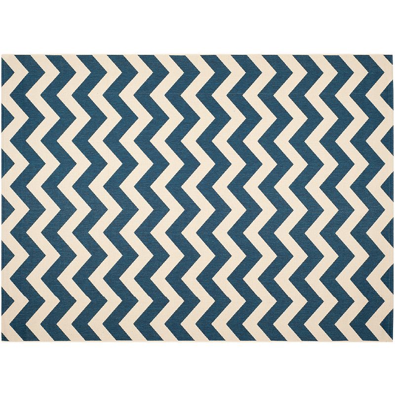 Safavieh Courtyard Zigzag Chevron Indoor Outdoor Rug, Blue, 8Ft Sq