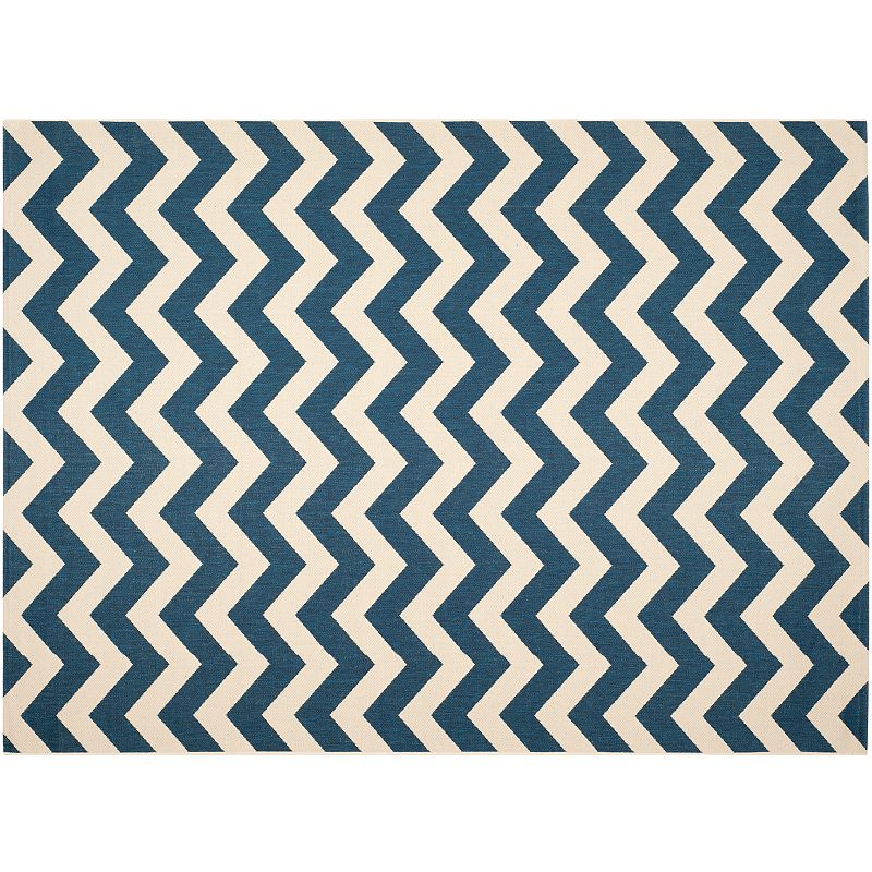 Safavieh Courtyard Zigzag Chevron Indoor Outdoor Rug, Blue, 8Ft Sq