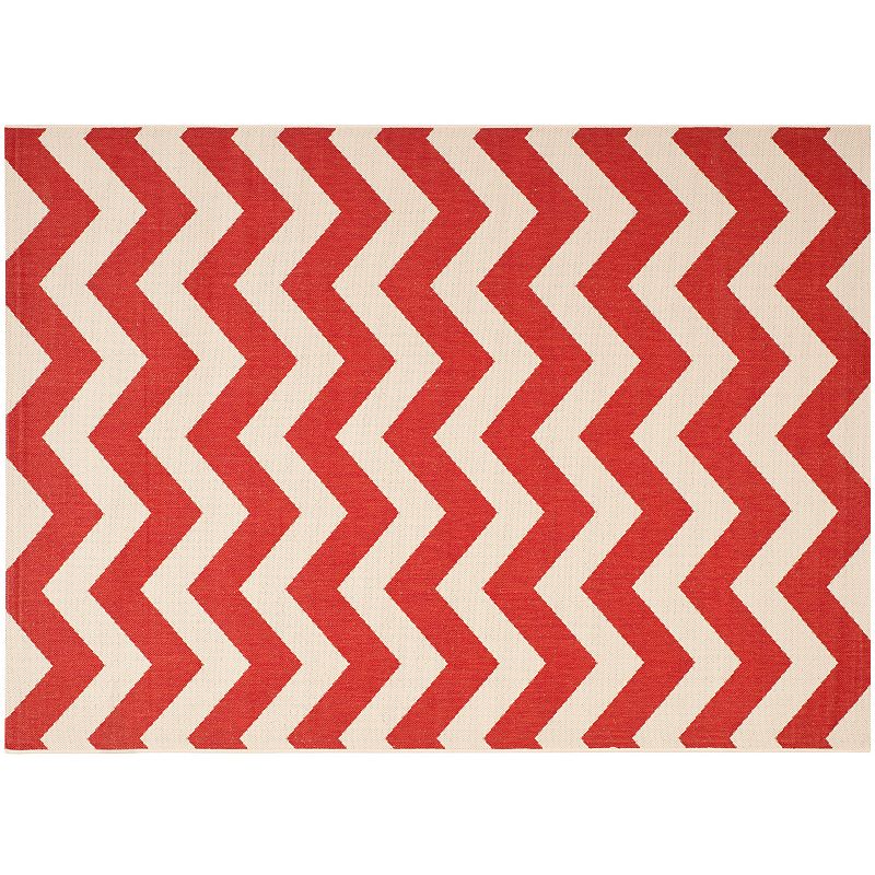 Safavieh Courtyard Zigzag Chevron Indoor Outdoor Rug, Red, 8Ft Sq