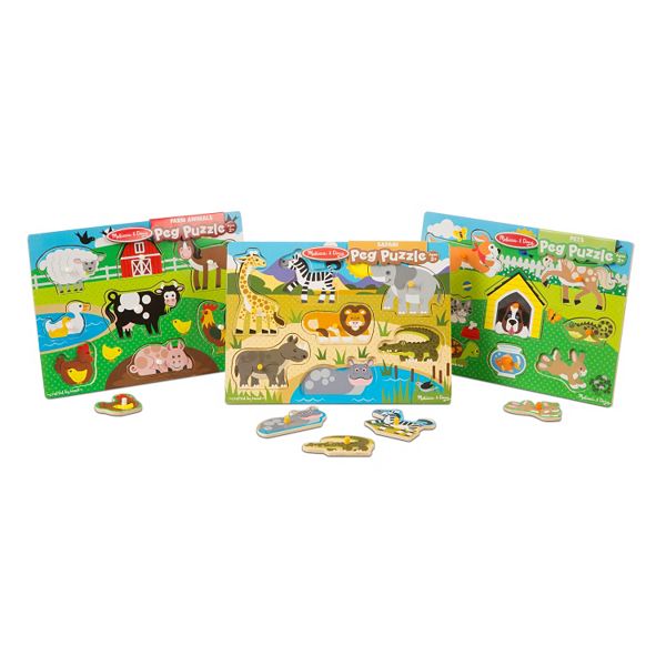 Melissa & Doug World of Animals Peg Puzzle Bundle