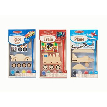 Melissa & Doug Decorate-Your-Own Plane, Train & Race Car Bundle