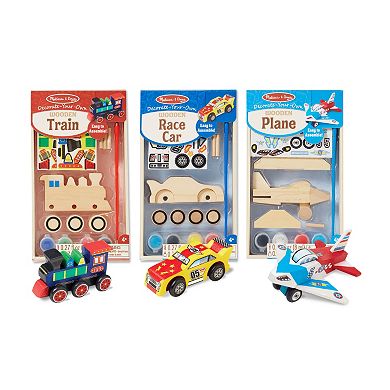 Melissa & Doug Decorate-Your-Own Plane, Train & Race Car Bundle