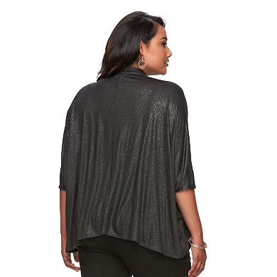 Plus Size Jennifer Lopez Metallic Crossover Drape Top