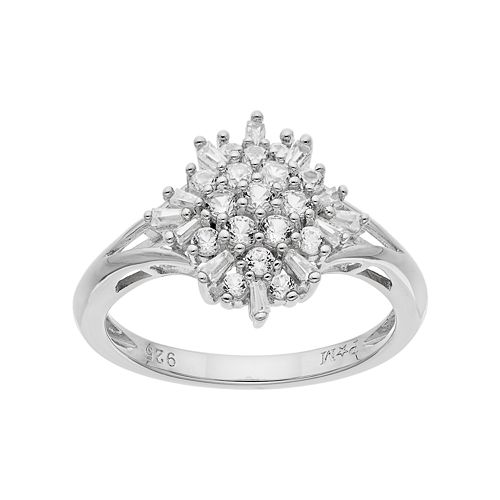 Sterling Silver Lab-Created White Sapphire Cluster Ring