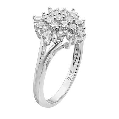 Sterling Silver Lab-Created White Sapphire Cluster Ring