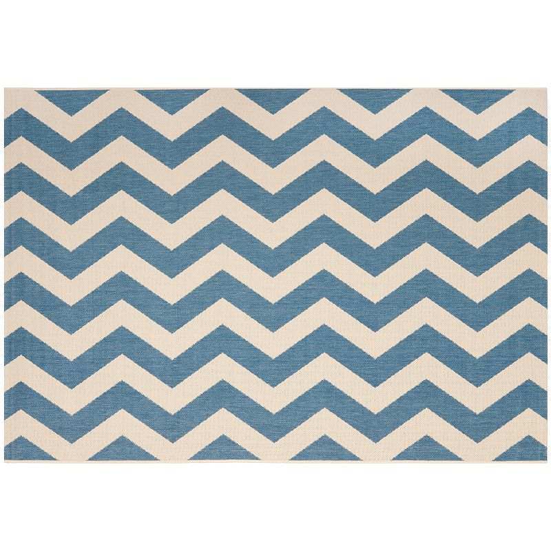 Safavieh Courtyard Foxtrot Chevron Indoor Outdoor Rug, Blue, 8X11 Ft