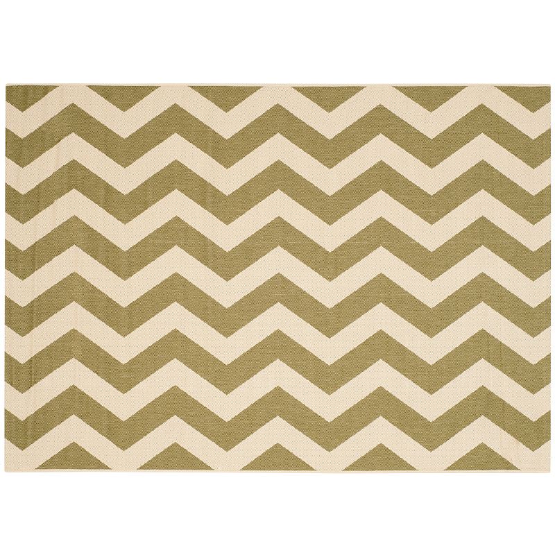 Safavieh Courtyard Foxtrot Chevron Indoor Outdoor Rug, Green, 6.5X9.5 Ft